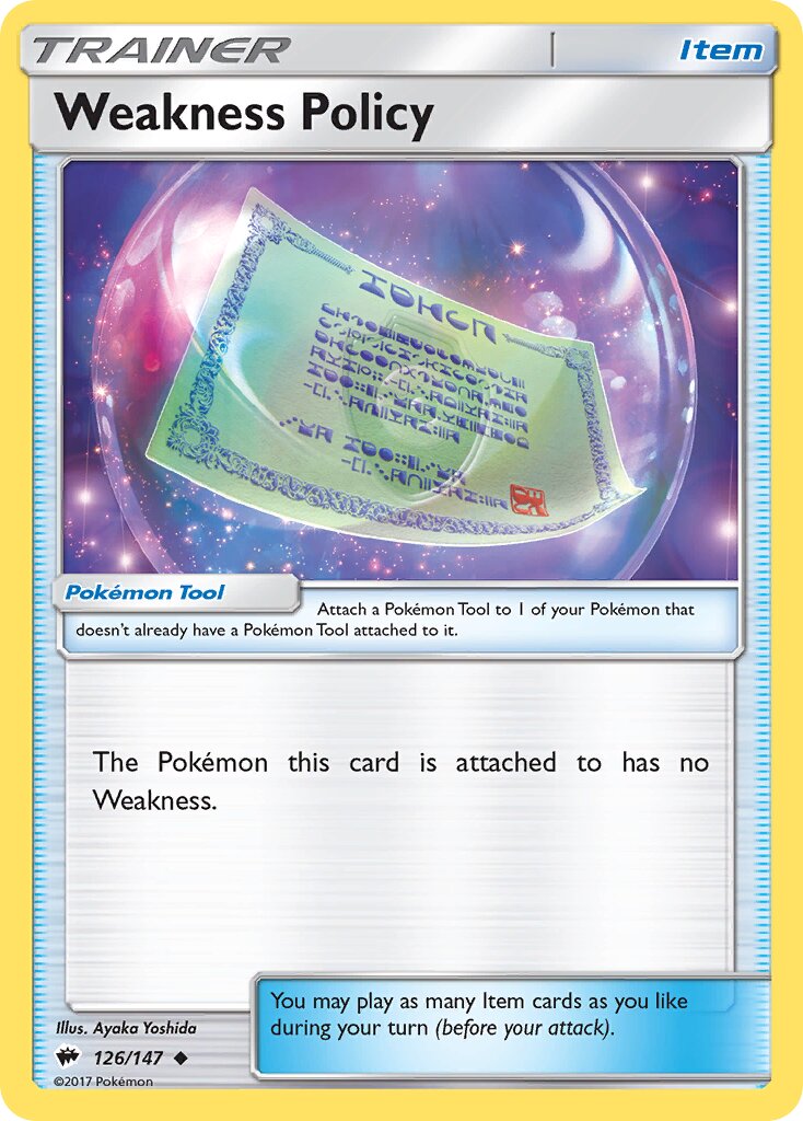 Weakness Policy 126/169 — Burning Shadows (English Pokémon TCG card)