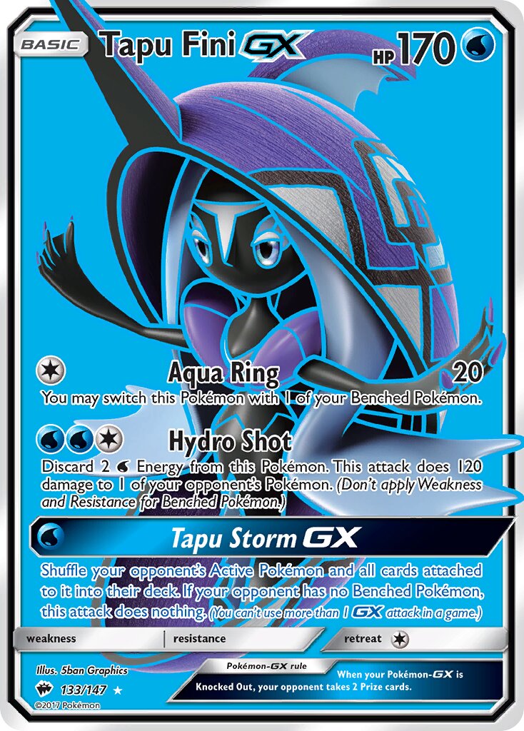 Tapu Fini-GX 133/169 — Burning Shadows (English Pokémon TCG card)