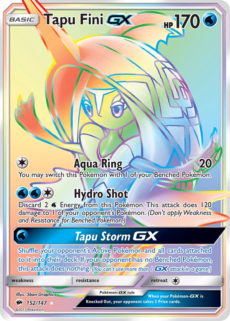 Tapu Fini-GX 152/169 — Burning Shadows (English Pokémon TCG card)