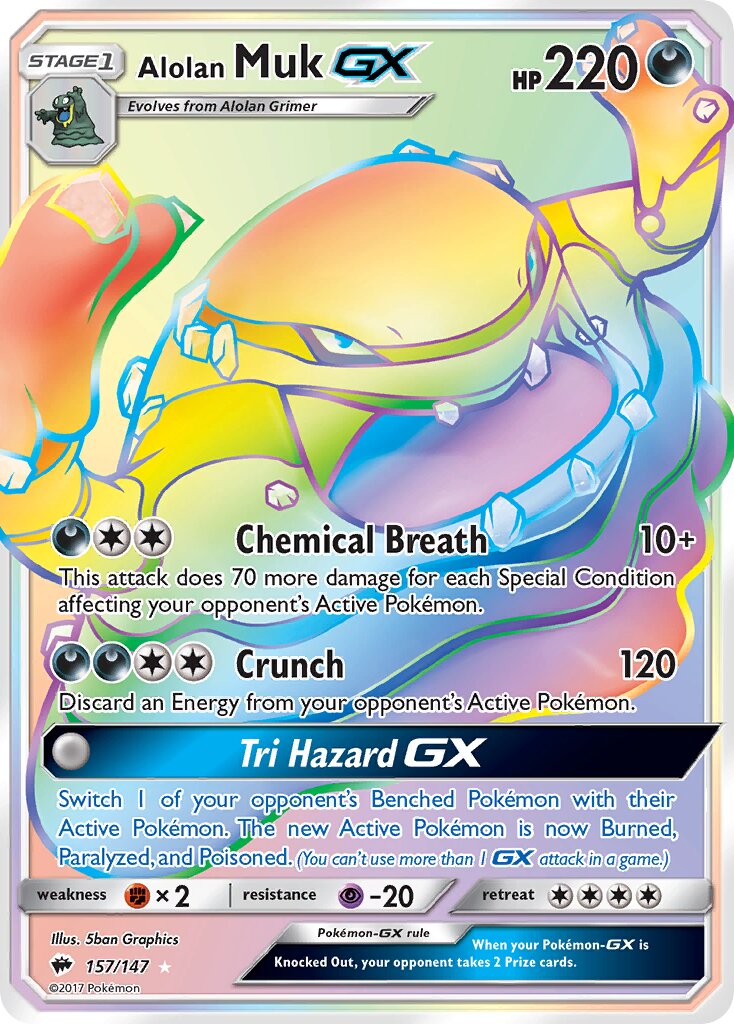 Alolan Muk-GX 157/169 — Burning Shadows (English Pokémon TCG card)
