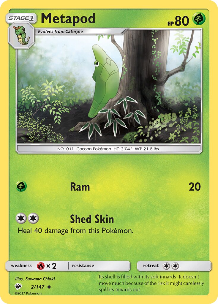 Metapod 002/169 — Burning Shadows (English Pokémon TCG card)
