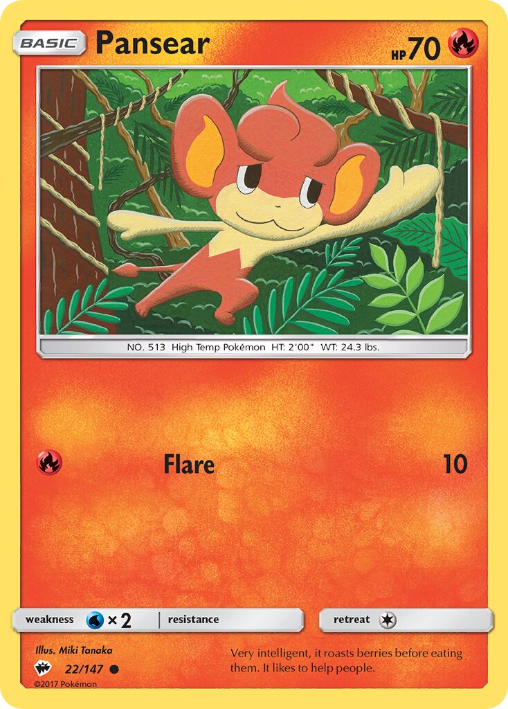 Pansear 022/169 — Burning Shadows (English Pokémon TCG card)