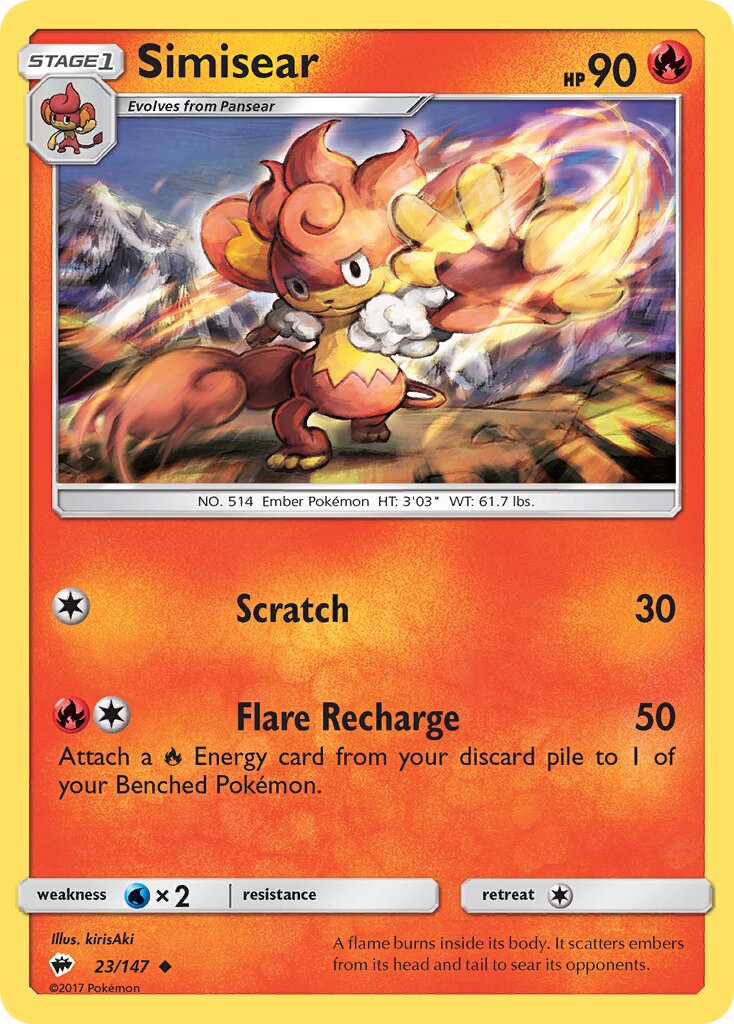 Simisear 023/169 — Burning Shadows (English Pokémon TCG card)