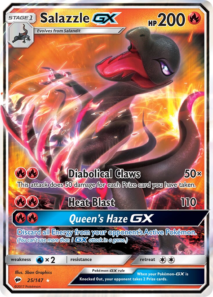 Salazzle-GX 025/169 — Burning Shadows (English Pokémon TCG card)