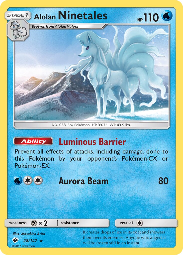 Alolan Ninetales 028/169 — Burning Shadows (English Pokémon TCG card)