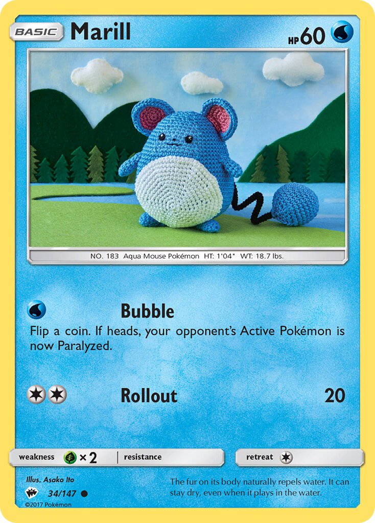 Marill 034/169 — Burning Shadows (English Pokémon TCG card)