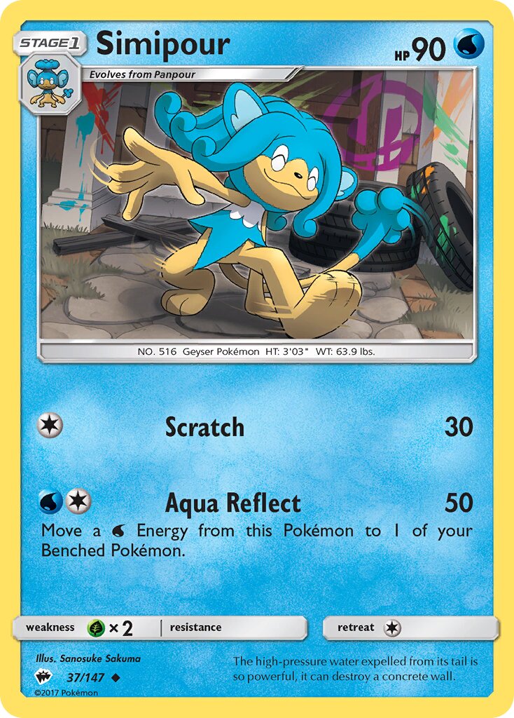 Simipour 037/169 — Burning Shadows (English Pokémon TCG card)
