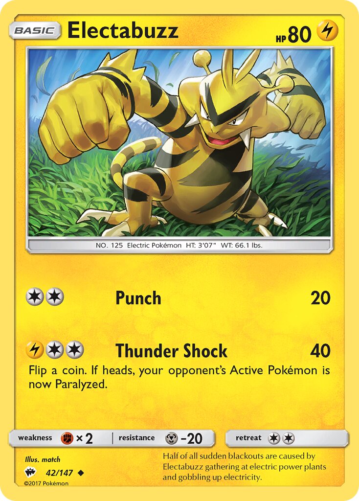 Electabuzz 042/169 — Burning Shadows (English Pokémon TCG card)