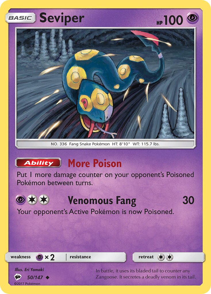 Seviper 050/169 — Burning Shadows (English Pokémon TCG card)