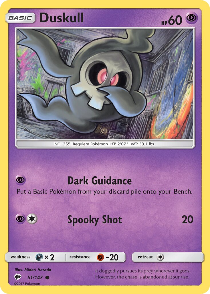 Duskull 051/169 — Burning Shadows (English Pokémon TCG card)