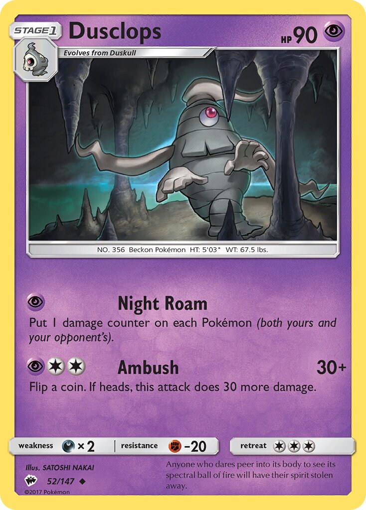 Dusclops 052/169 — Burning Shadows (English Pokémon TCG card)