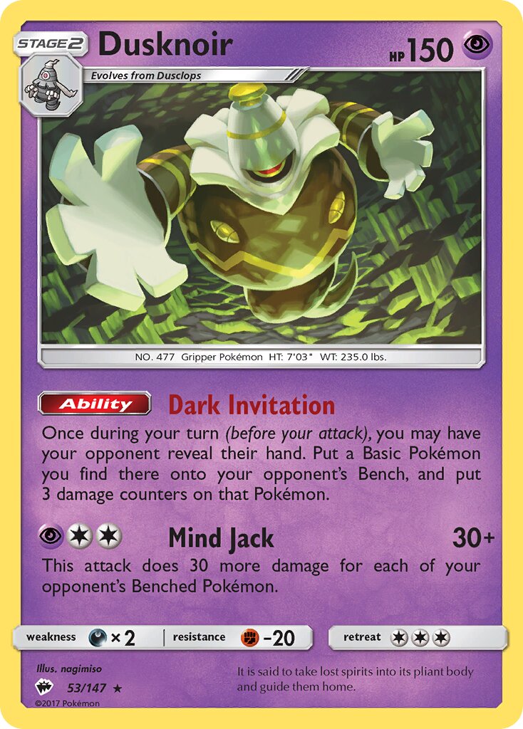 Dusknoir 053/169 — Burning Shadows (English Pokémon TCG card)