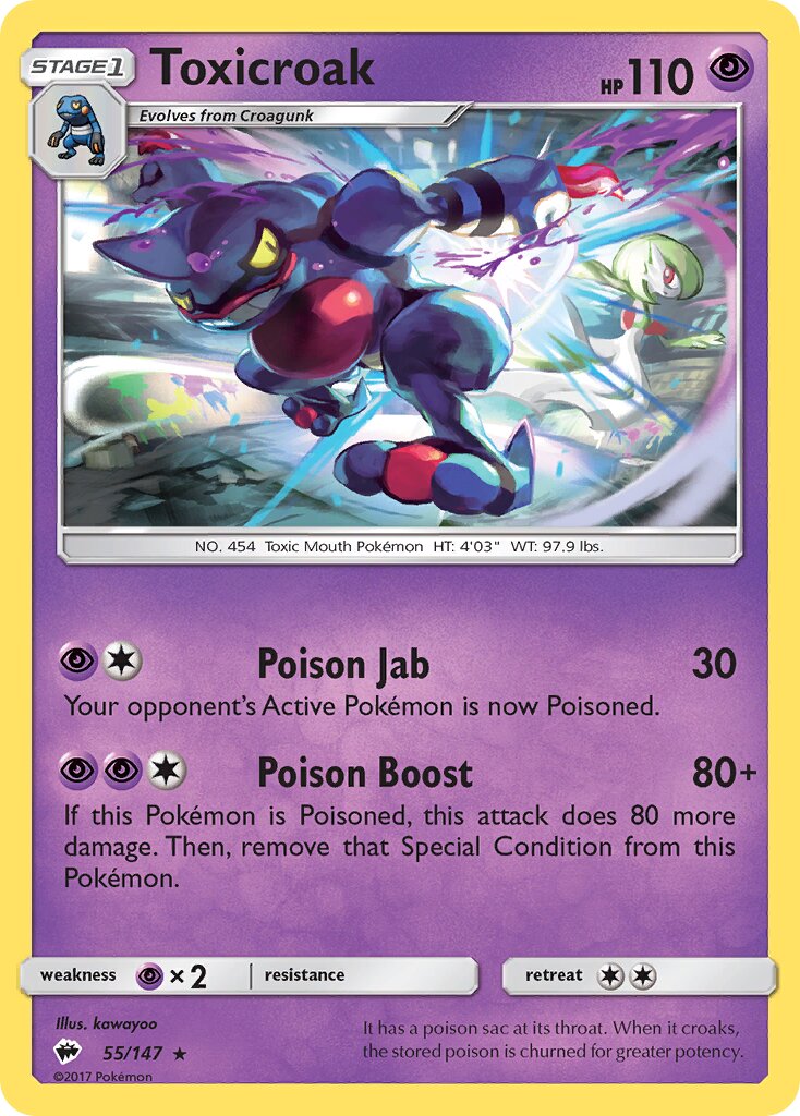 Toxicroak 055/169 — Burning Shadows (English Pokémon TCG card)