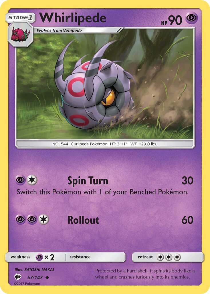 Whirlipede 057/169 — Burning Shadows (English Pokémon TCG card)