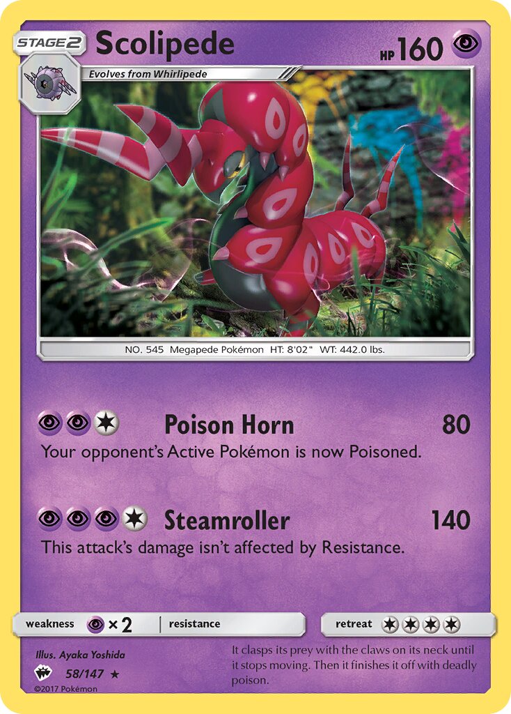 Scolipede 058/169 — Burning Shadows (English Pokémon TCG card)