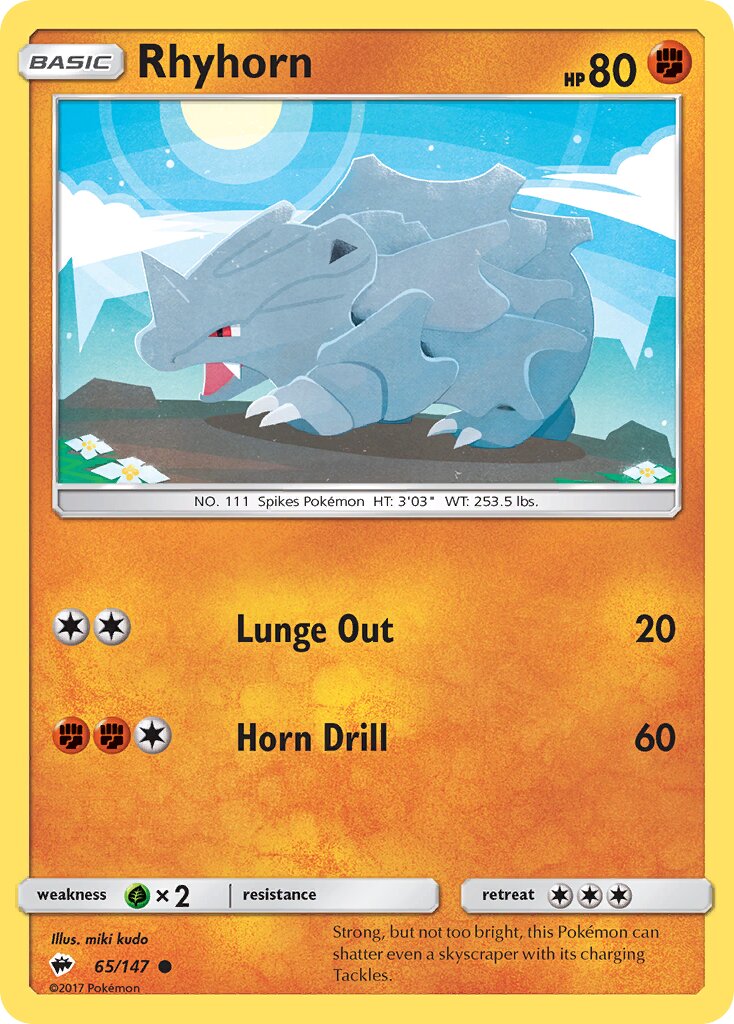 Rhyhorn 065/169 — Burning Shadows (English Pokémon TCG card)