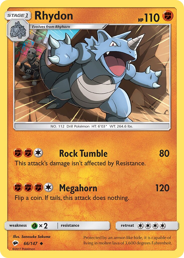 Rhydon 066/169 — Burning Shadows (English Pokémon TCG card)