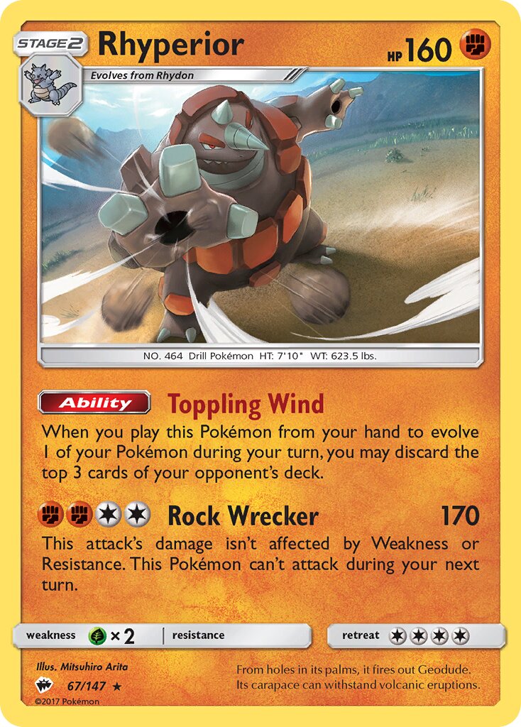 Rhyperior 067/169 — Burning Shadows (English Pokémon TCG card)