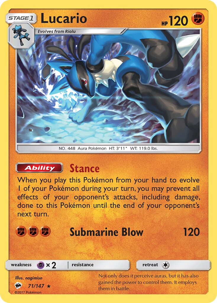 Lucario 071/169 — Burning Shadows (English Pokémon TCG card)
