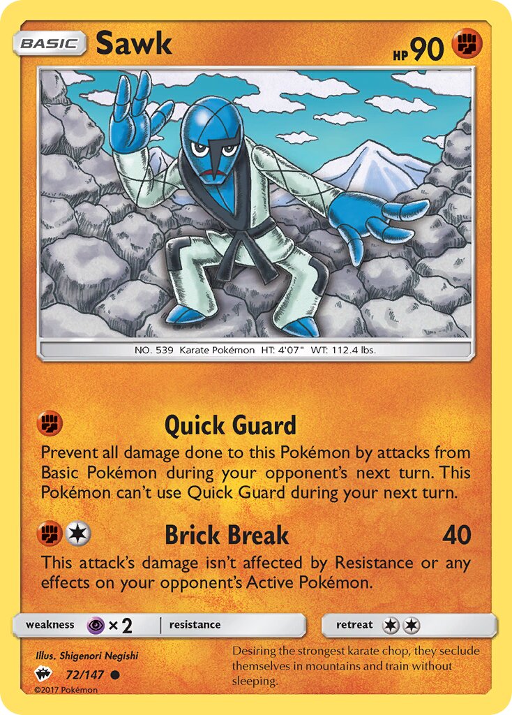 Sawk 072/169 — Burning Shadows (English Pokémon TCG card)