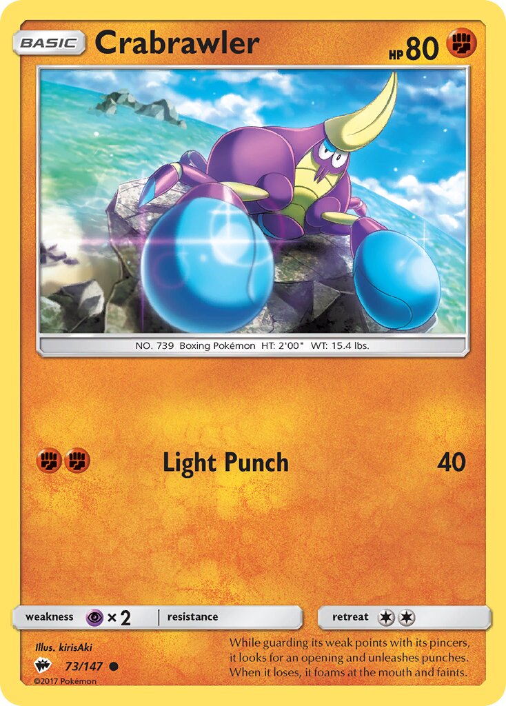 Crabrawler 073/169 — Burning Shadows (English Pokémon TCG card)
