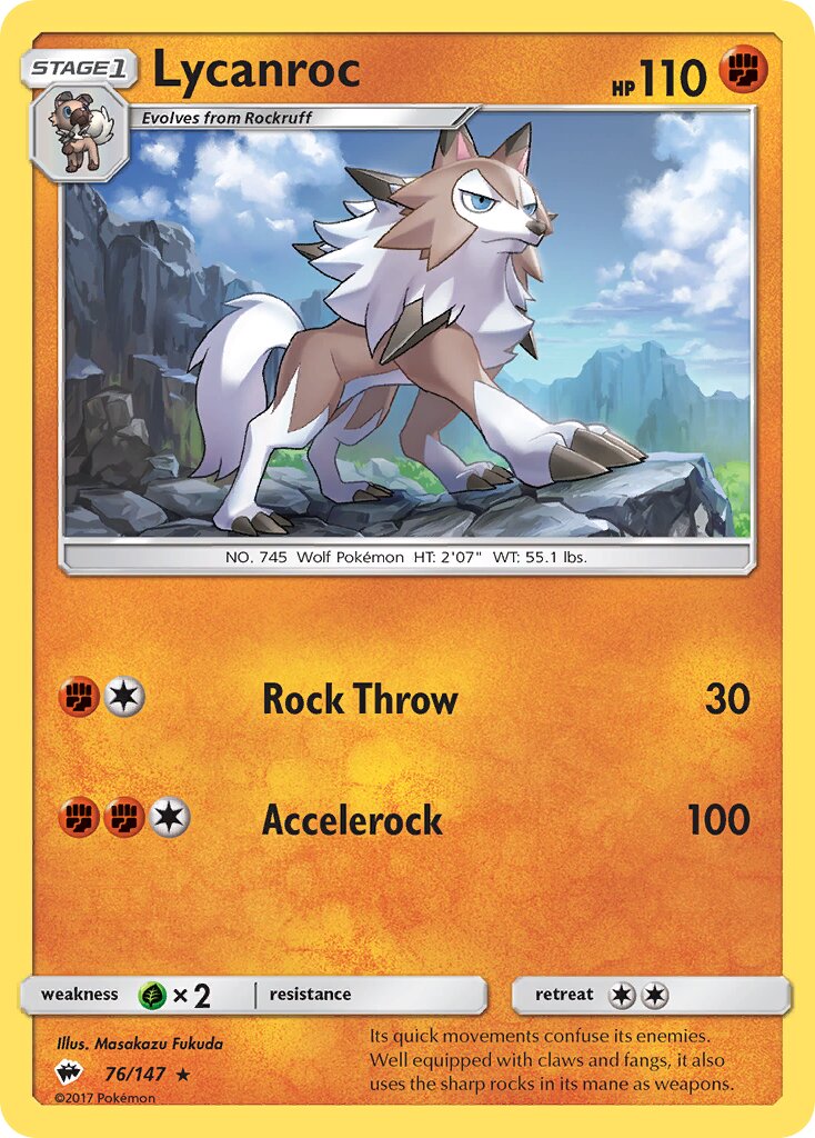 Lycanroc 076/169 — Burning Shadows (English Pokémon TCG card)