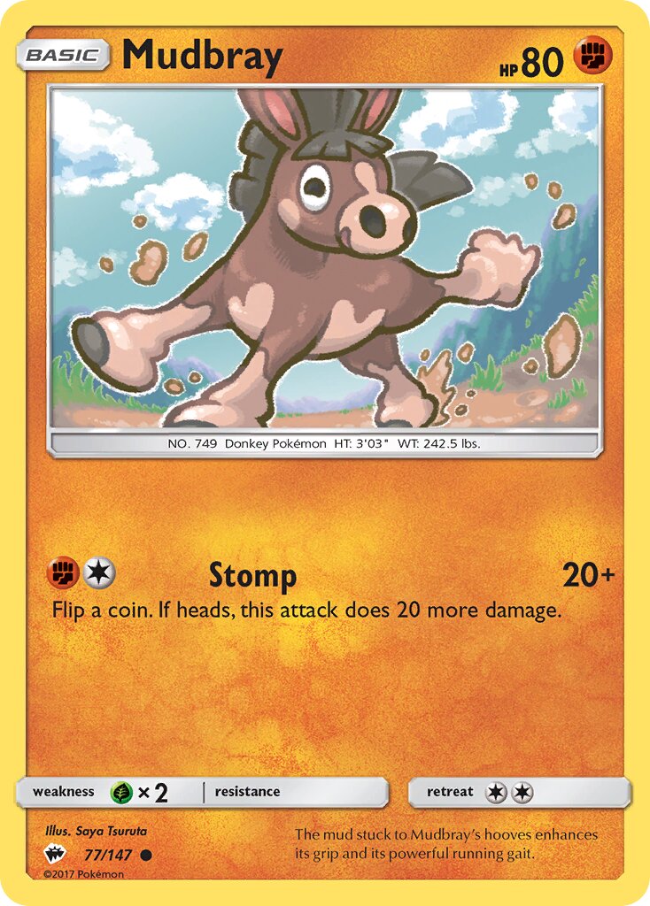 Mudbray 077/169 — Burning Shadows (English Pokémon TCG card)