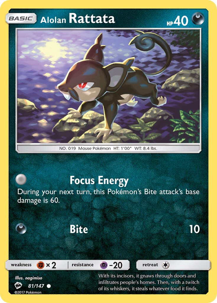 Alolan Rattata 081/169 — Burning Shadows (English Pokémon TCG card)