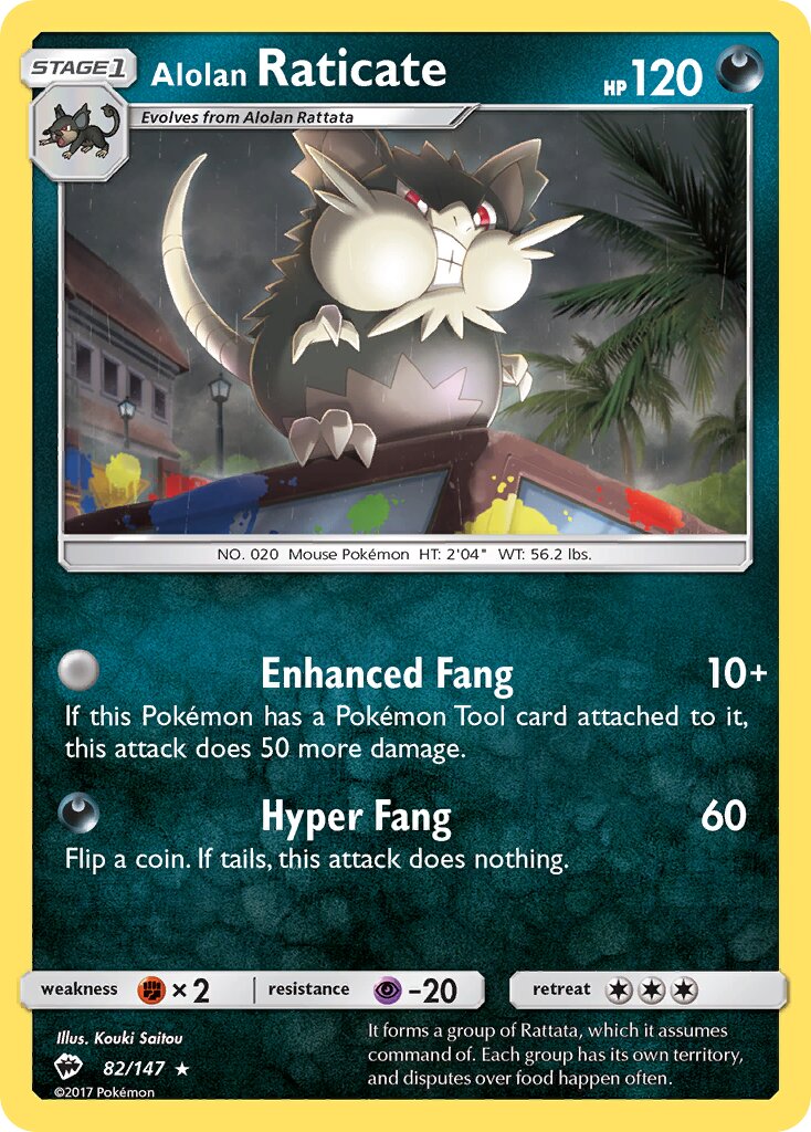 Alolan Raticate 082/169 — Burning Shadows (English Pokémon TCG card)
