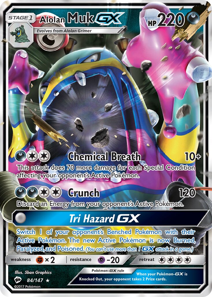 Alolan Muk-GX 084/169 — Burning Shadows (English Pokémon TCG card)