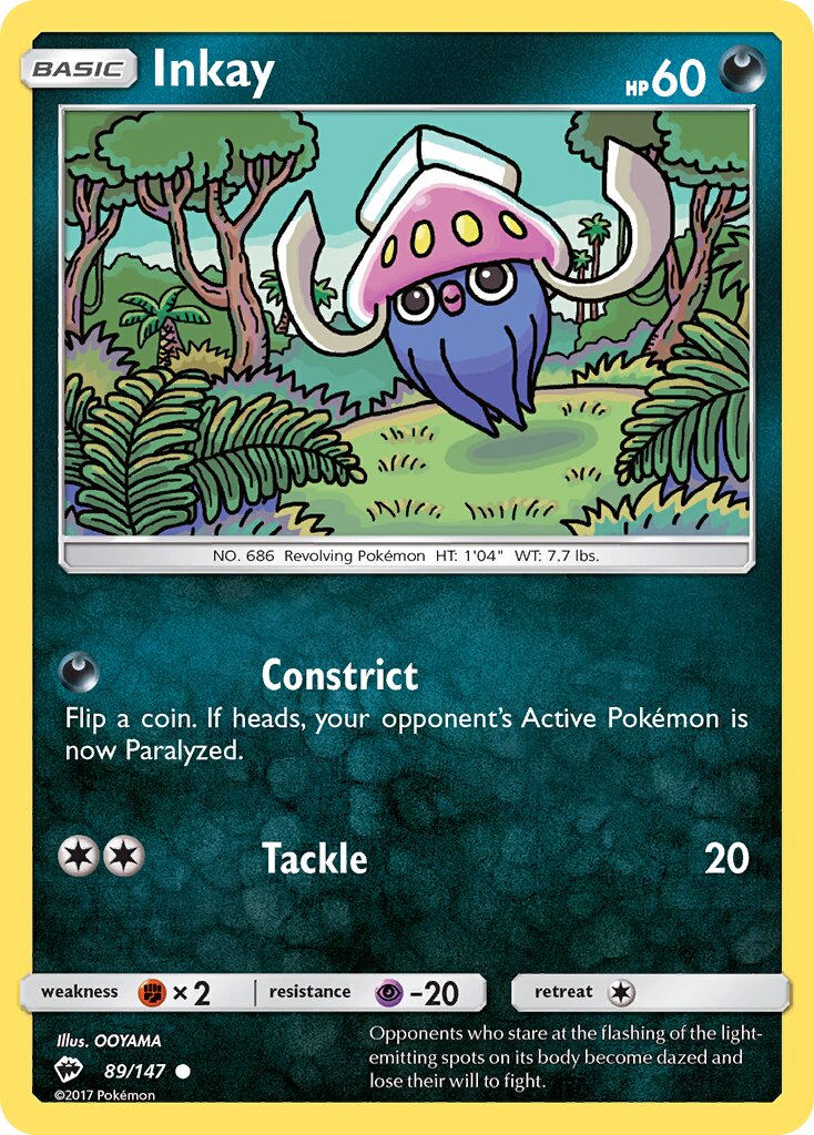 Inkay 089/169 — Burning Shadows (English Pokémon TCG card)
