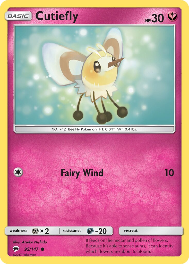 Cutiefly 095/169 — Burning Shadows (English Pokémon TCG card)