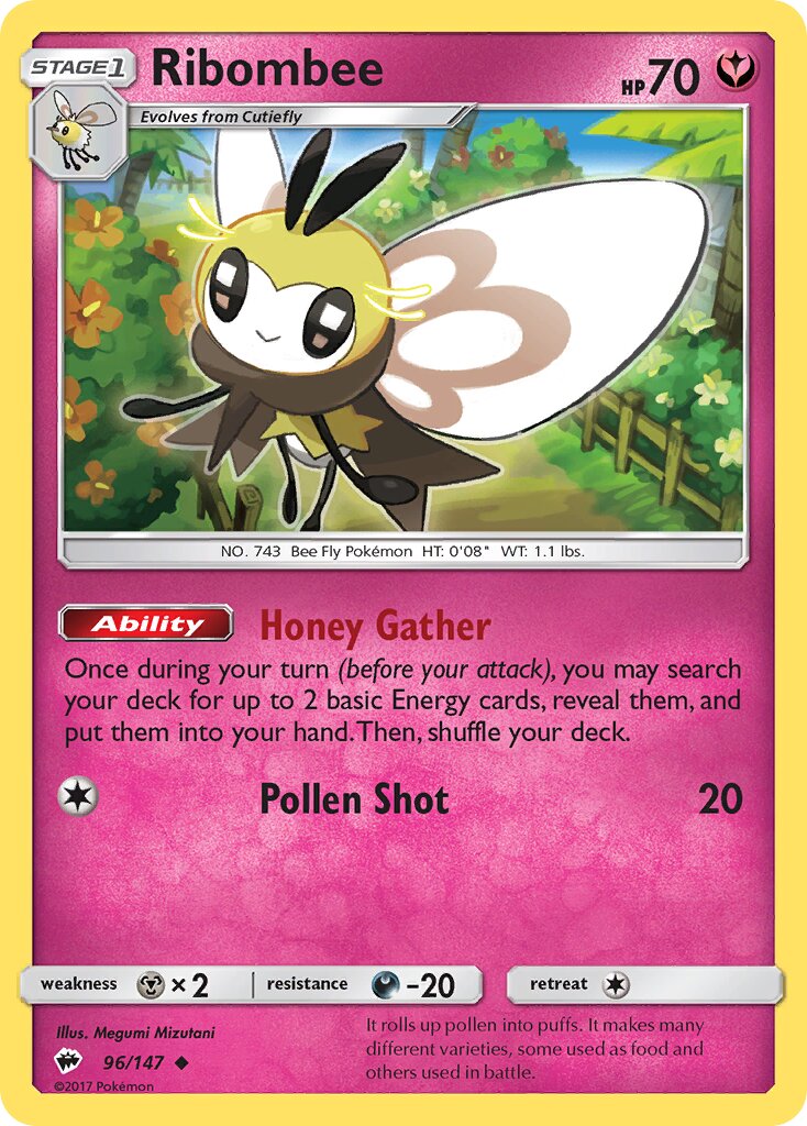 Ribombee 096/169 — Burning Shadows (English Pokémon TCG card)