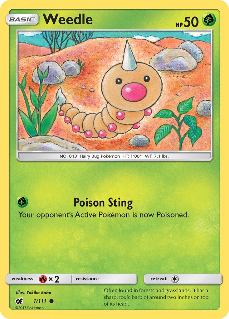 Weedle 001/125 — Crimson Invasion (English Pokémon TCG card)