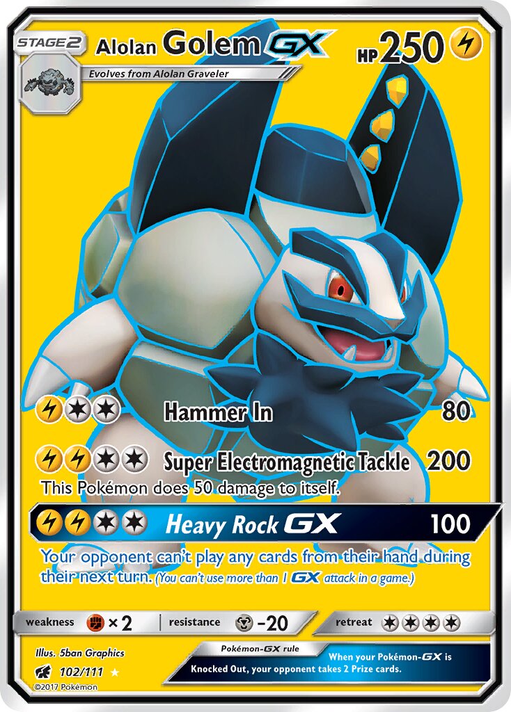 Alolan Golem-GX 102/125 — Crimson Invasion (English Pokémon TCG card)