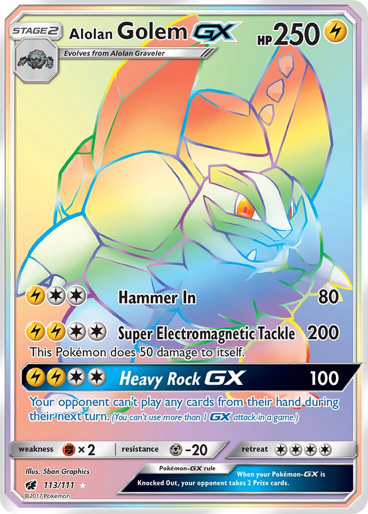 Alolan Golem-GX 113/125 — Crimson Invasion (English Pokémon TCG card)