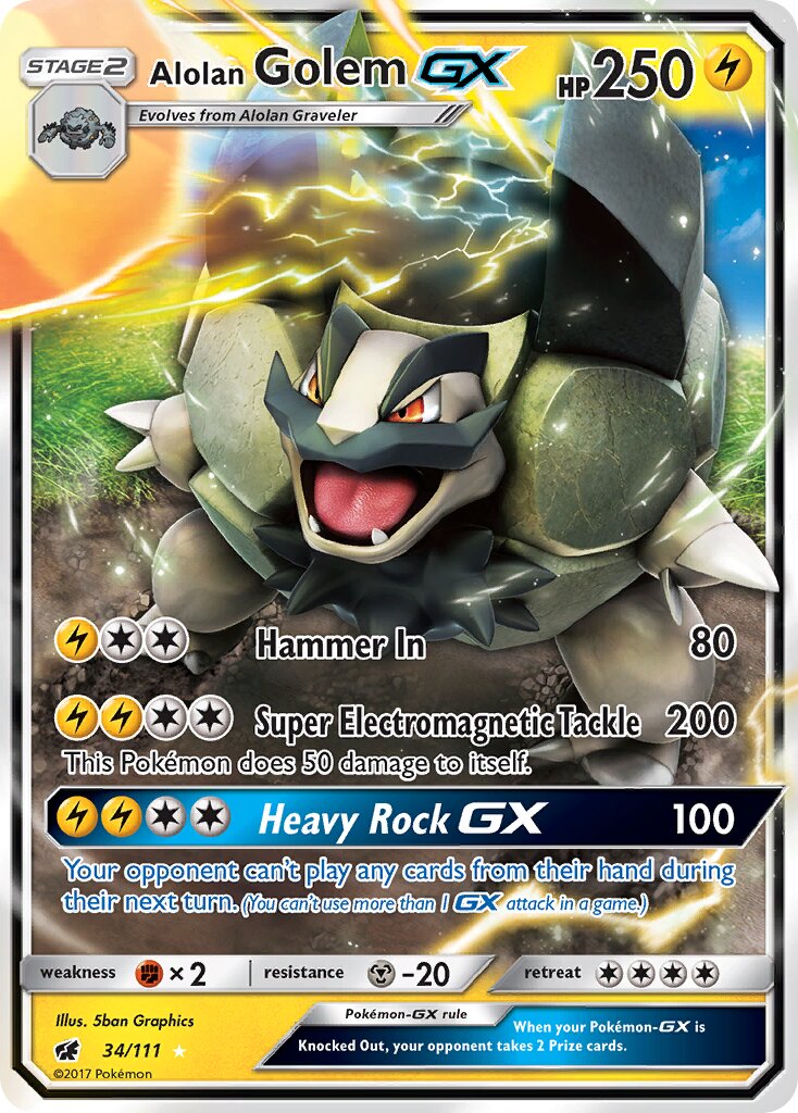 Alolan Golem-GX 034/125 — Crimson Invasion (English Pokémon TCG card)