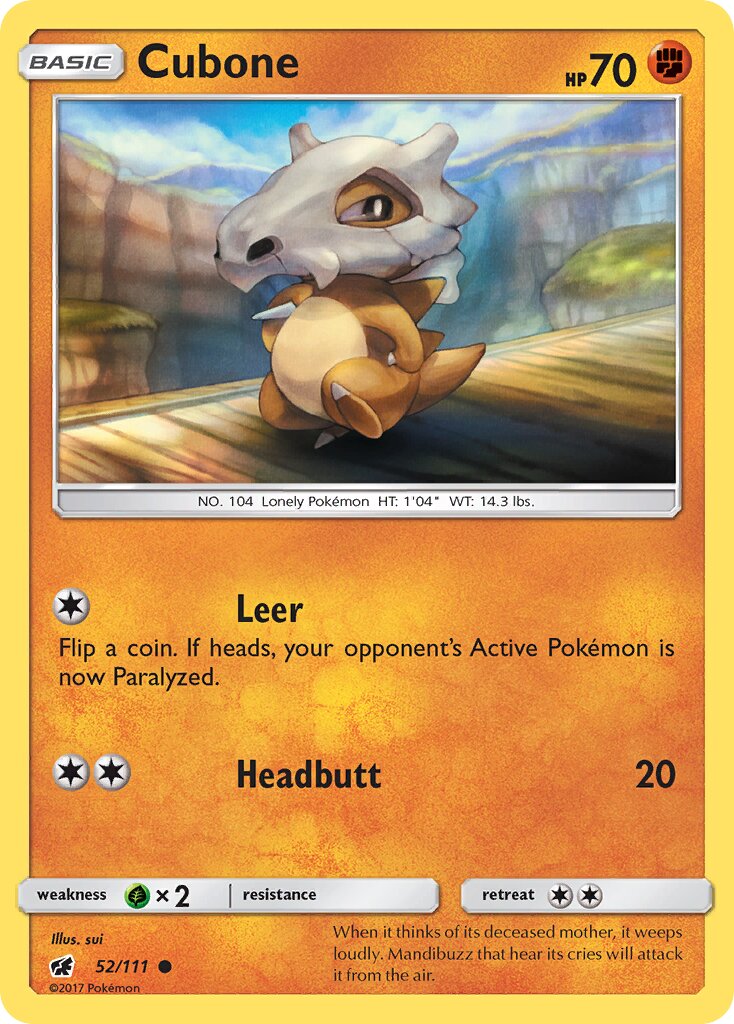 Cubone 052/125 — Crimson Invasion (English Pokémon TCG card)