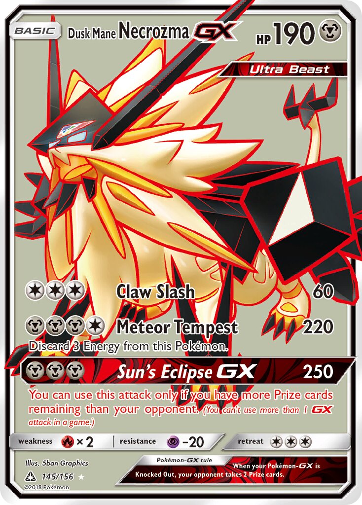 Dusk Mane Necrozma-GX 145/173 — Ultra Prism (English Pokémon TCG card)