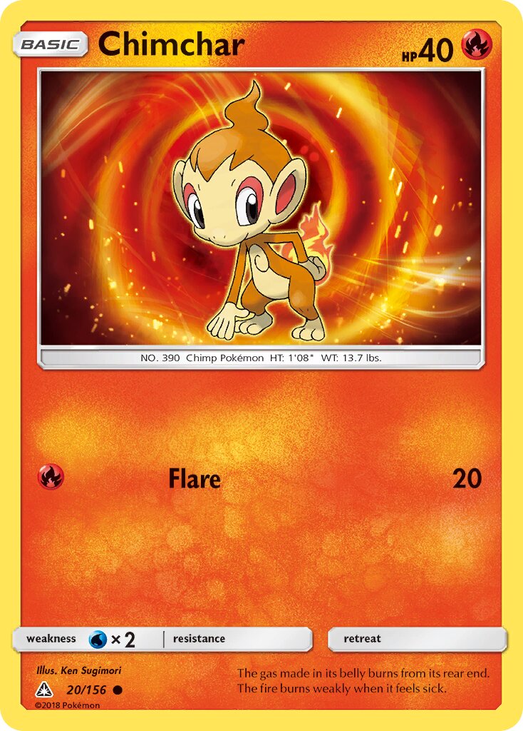 Chimchar 020/173 — Ultra Prism (English Pokémon TCG card)