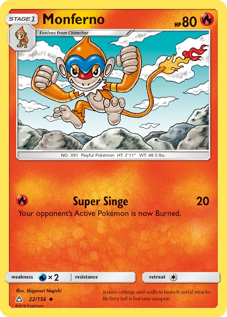 Monferno 022/173 — Ultra Prism (English Pokémon TCG card)