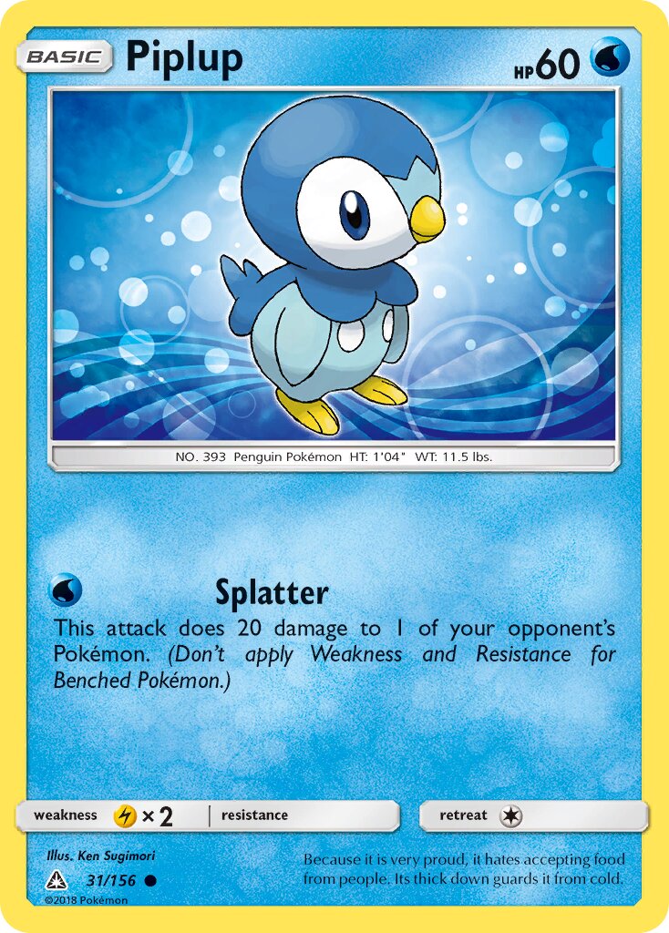 Piplup 031/173 — Ultra Prism (English Pokémon TCG card)
