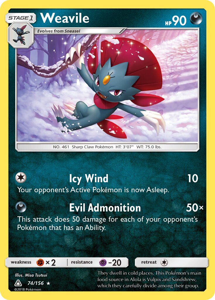 Weavile 074/173 — Ultra Prism (English Pokémon TCG card)