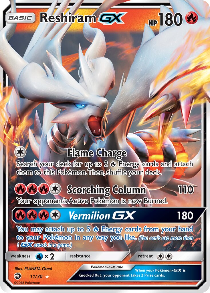 Reshiram-GX 011/78 — Dragon Majesty (English Pokémon TCG card)