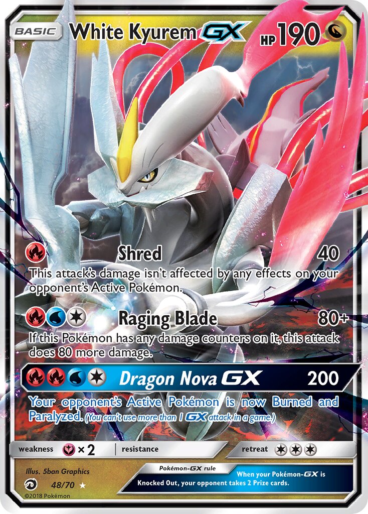 White Kyurem-GX 048/78 — Dragon Majesty (English Pokémon TCG card)