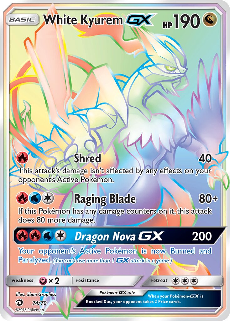 White Kyurem-GX 074/78 — Dragon Majesty (English Pokémon TCG card)