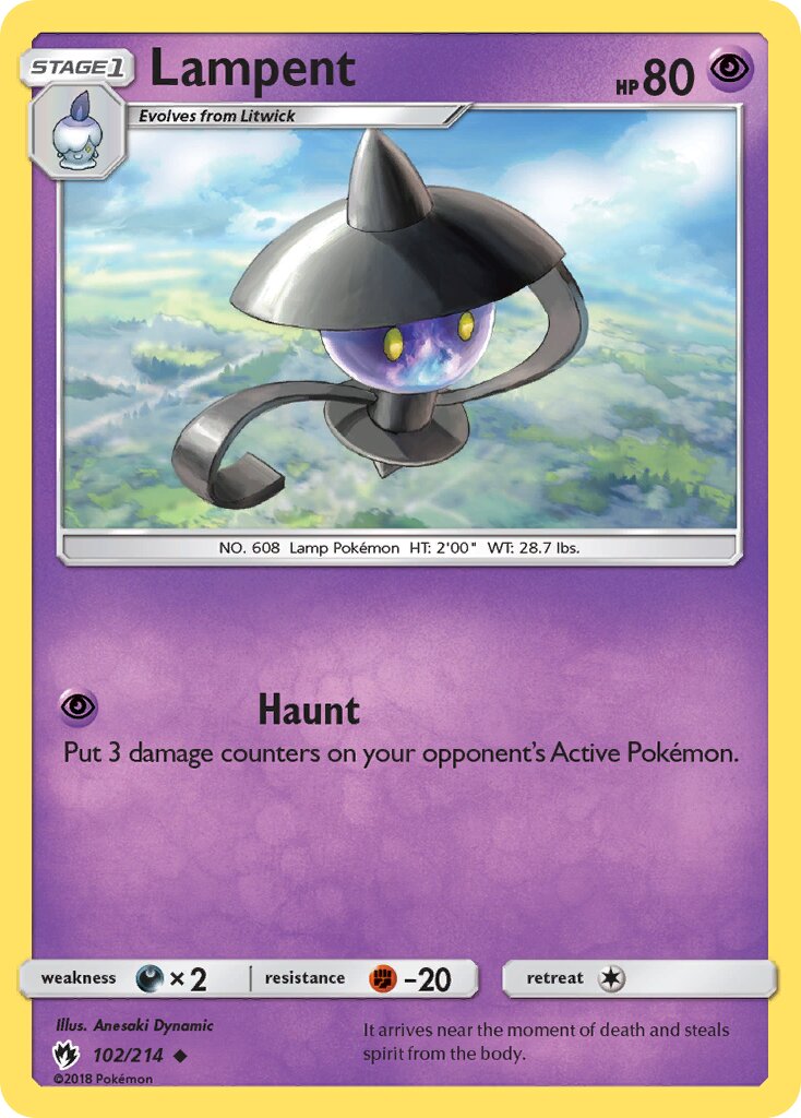 Lampent 102/236 — Lost Thunder (English Pokémon TCG card)