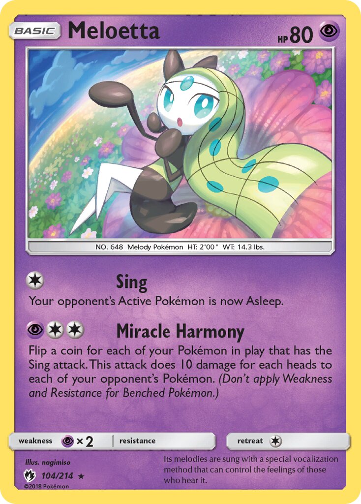 Meloetta 104/236 — Lost Thunder (English Pokémon TCG card)
