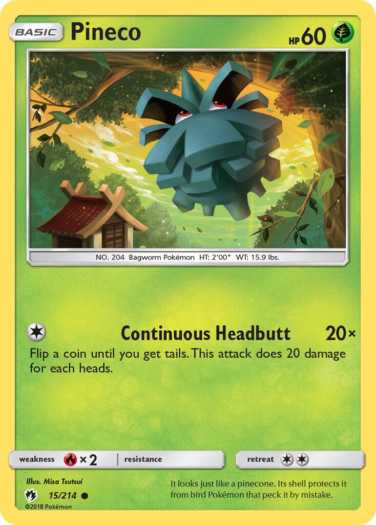 Pineco 015/236 — Lost Thunder (English Pokémon TCG card)