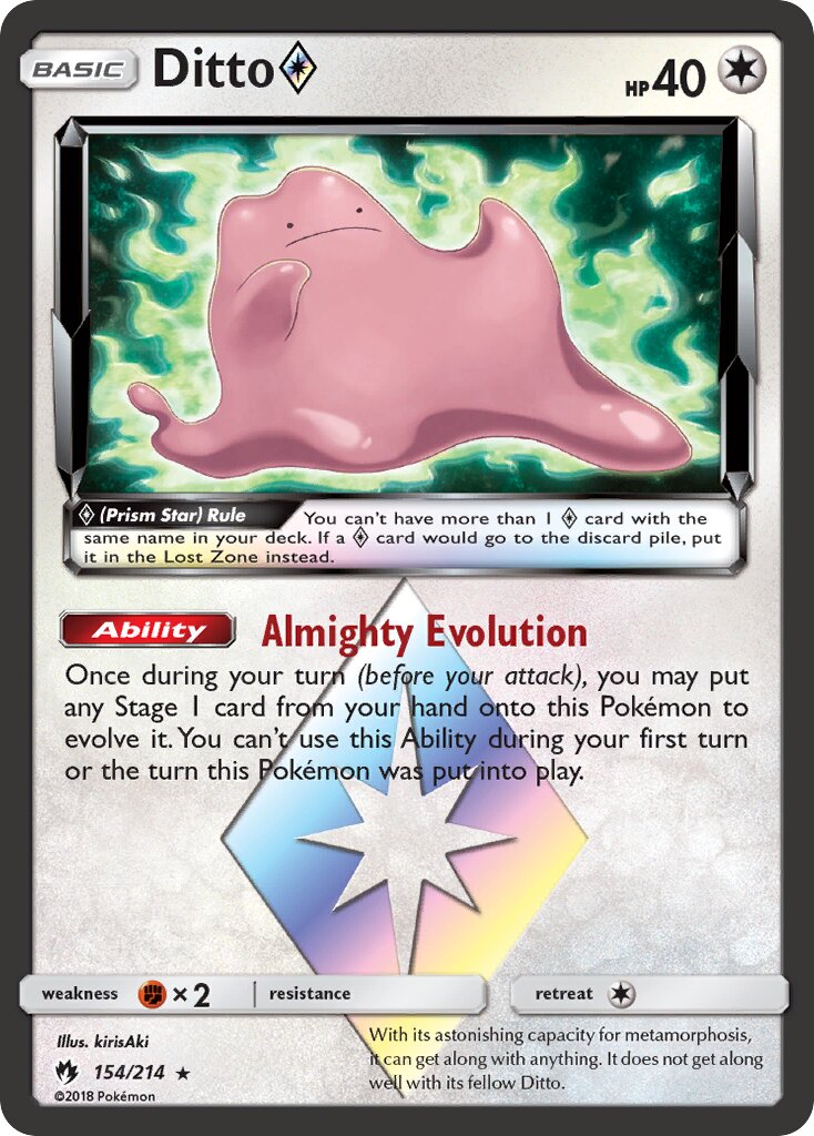 Ditto ◇ 154/236 — Lost Thunder (English Pokémon TCG card)